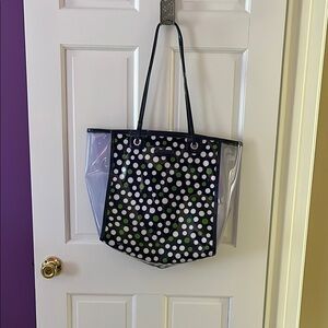 Vera Bradley Polka Dot Tote Bag - Navy and Green and White